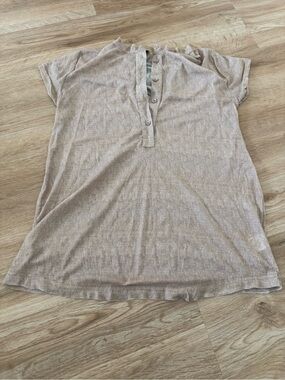 Lady’s Short-Sleeve Henley Tunic - Light Taupe